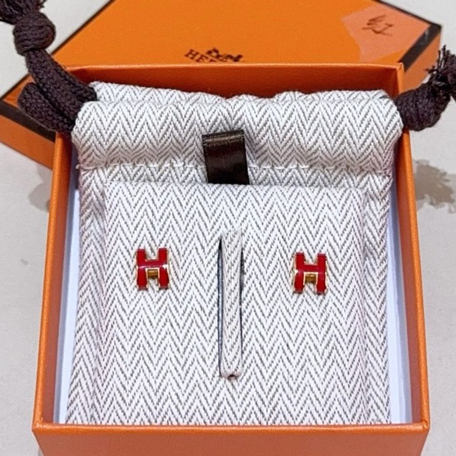 HERMES/愛馬仕 POP H系列 Mini Pop H 耳環 女款 鑲金色-0