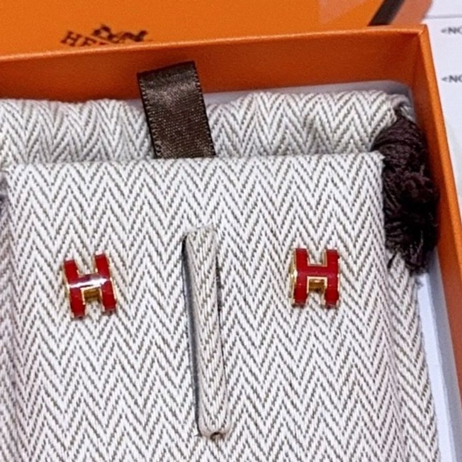 HERMES/愛馬仕 POP H系列 Mini Pop H 耳環 女款 鑲金色-4