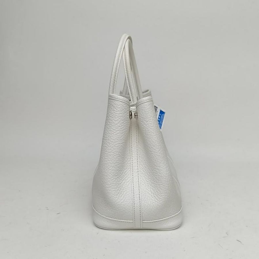 HERMES GardenParty花園包30白色T刻銀扣手提包-1