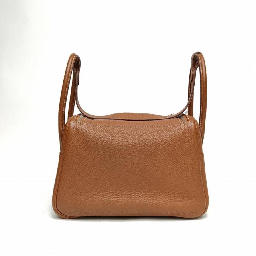 HERMES Lindy26金棕色TC皮U刻銀扣肩背包-2