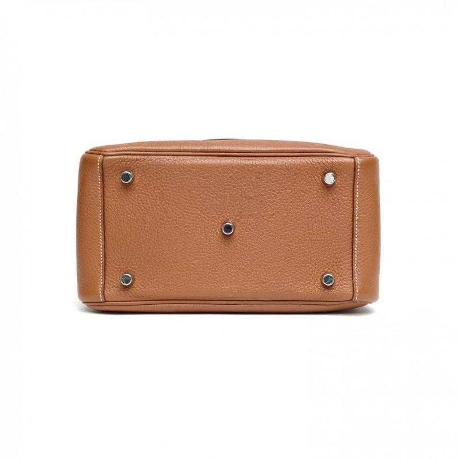 HERMES Lindy26金棕色TC皮U刻銀扣肩背包-3