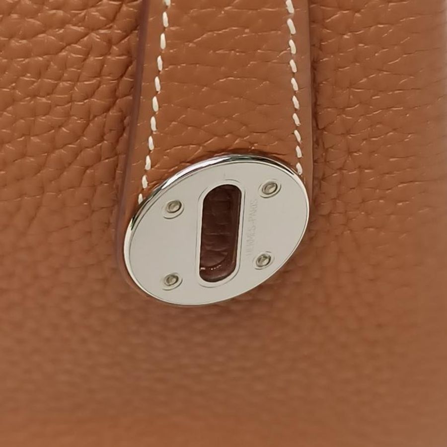 HERMES Lindy26金棕色TC皮U刻銀扣肩背包-4