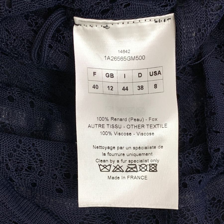 Dior 深蓝色狐狸皮毛圆领无袖连衣裙 40 L码-5
