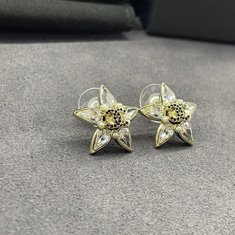 Chanel香奈兒珍珠星星鑲水鑽雙C耳環-1
