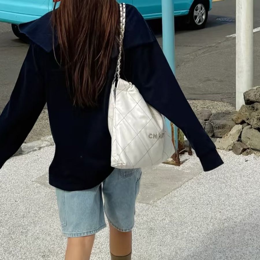 CHANEL香奈兒白銀22Bag小號芯片款🐨-24