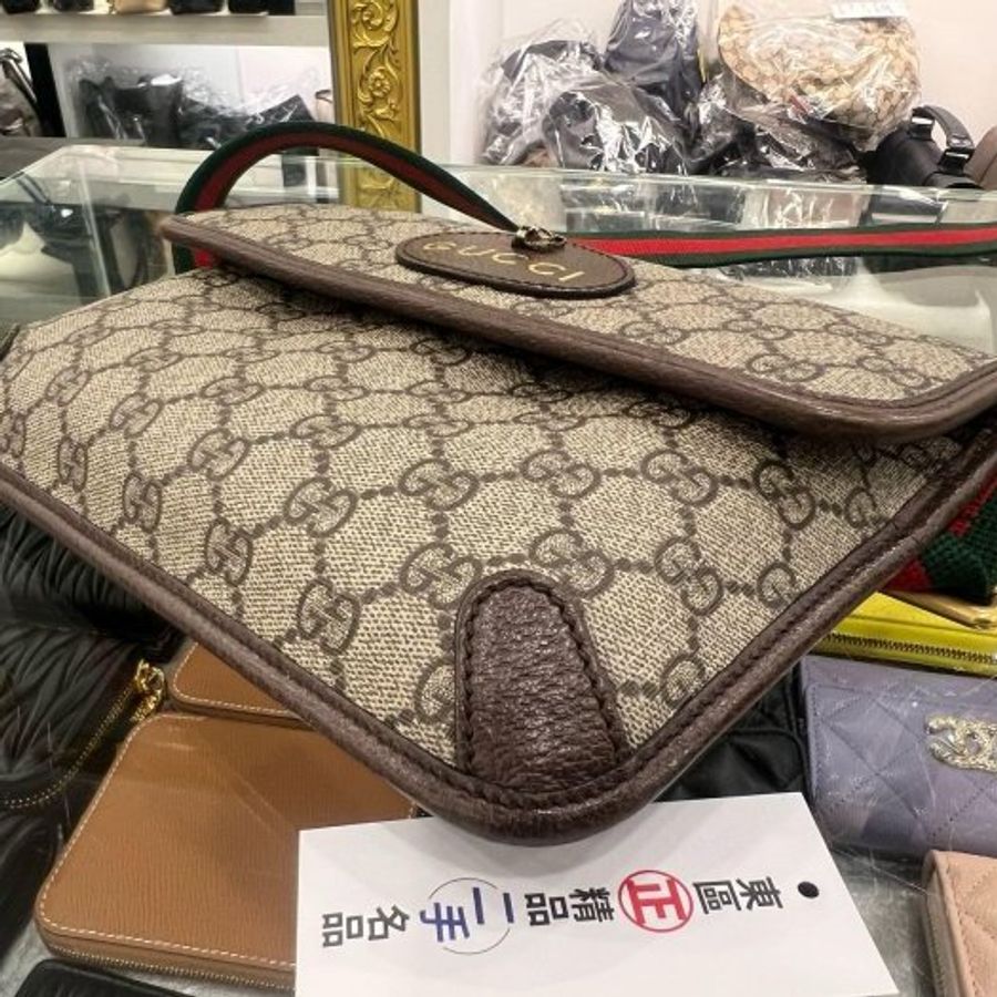 東區正精品㊣GUCCI 493930 GG Supreme belt bag 綠紅綠帶虎頭腰包胸口包RZ6493-8