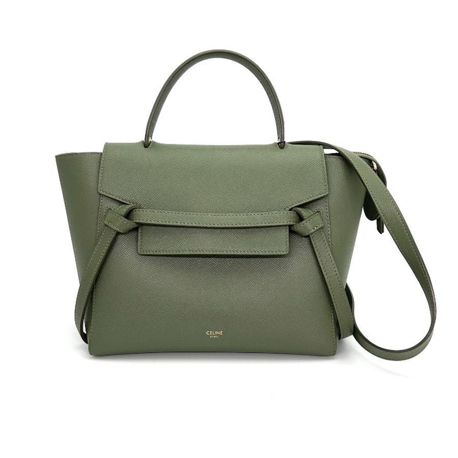 CELINE/賽琳綠色金扣Belt鯰魚手提单肩斜挎包-0