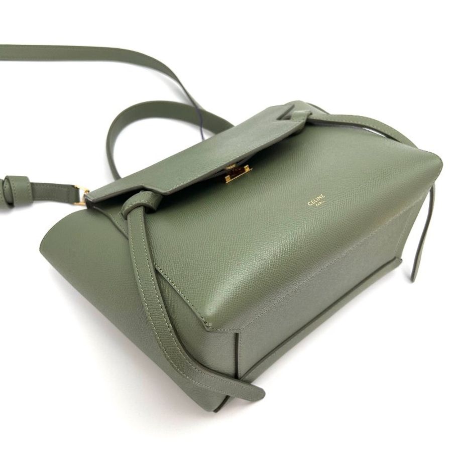 CELINE/賽琳綠色金扣Belt鯰魚手提单肩斜挎包-3