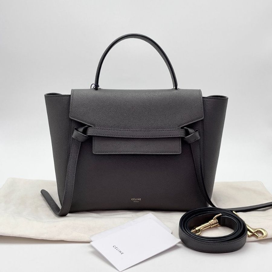 CELINE/賽琳灰色金扣 BeIt鯰魚手提单肩斜挎包-0
