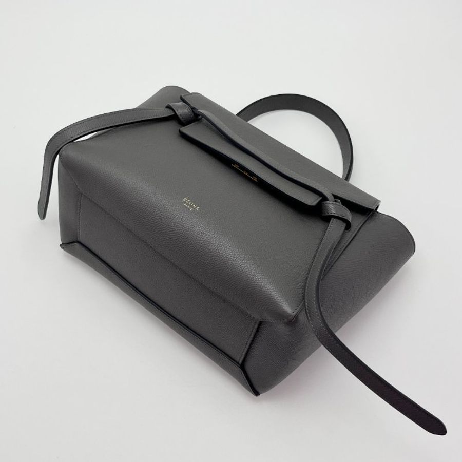 CELINE/賽琳灰色金扣 BeIt鯰魚手提单肩斜挎包-3