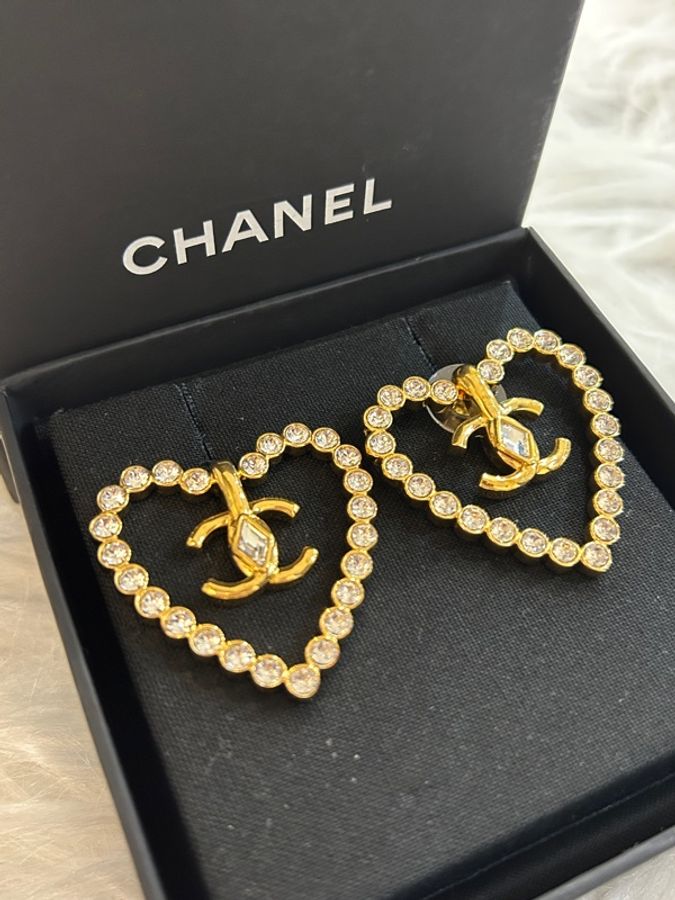 Chanel 大愛心 水鑽 附原盒-2