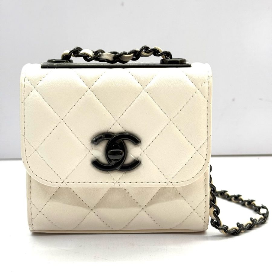 CHANEL 香奈兒 白色MATELASSE鏈條肩背包 斜背包 A81633 TRENDY-0