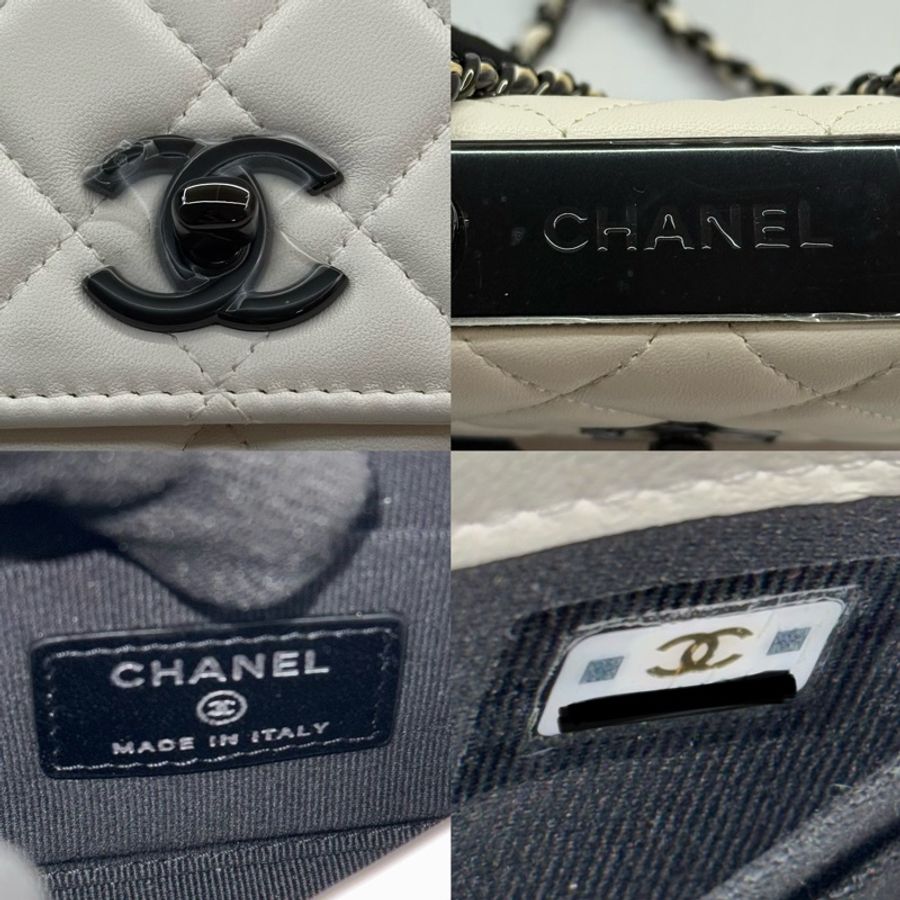 CHANEL 香奈兒 白色MATELASSE鏈條肩背包 斜背包 A81633 TRENDY-7
