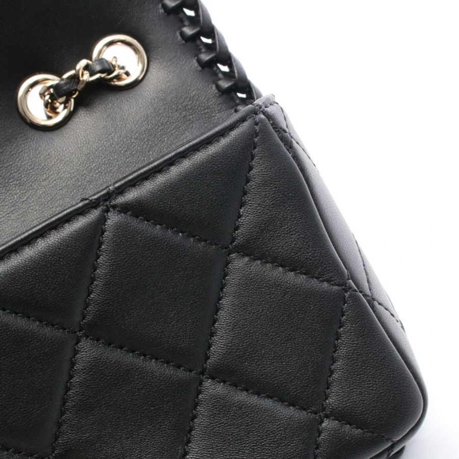 香奈兒 (CHANEL) 絎縫全翻蓋鏈條單肩背包 AS4234 黑色皮革 二手 金色五金-6