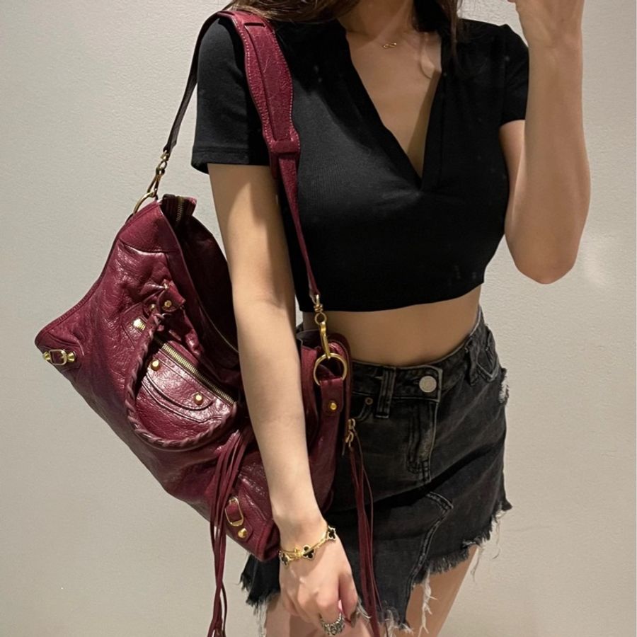 💖背上就挪不開眼的車釐子🍒BALENCIAGA 巴黎世家 機車包 Le City大號-1