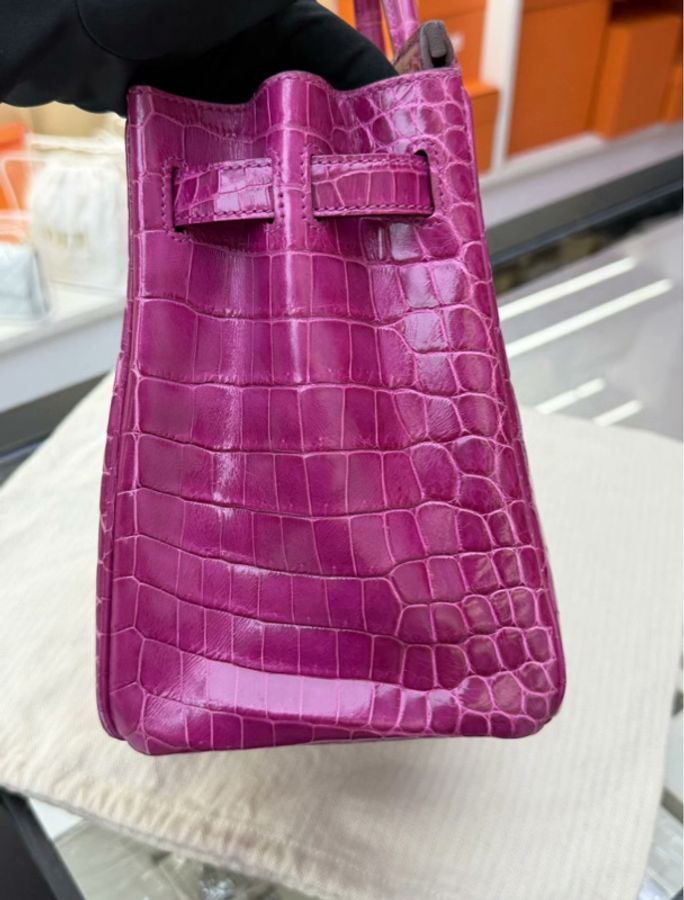 Hermes 愛馬仕 Birkin 30cm L3鰐魚 框Q🐊最美的紫藤花💜🪻-8