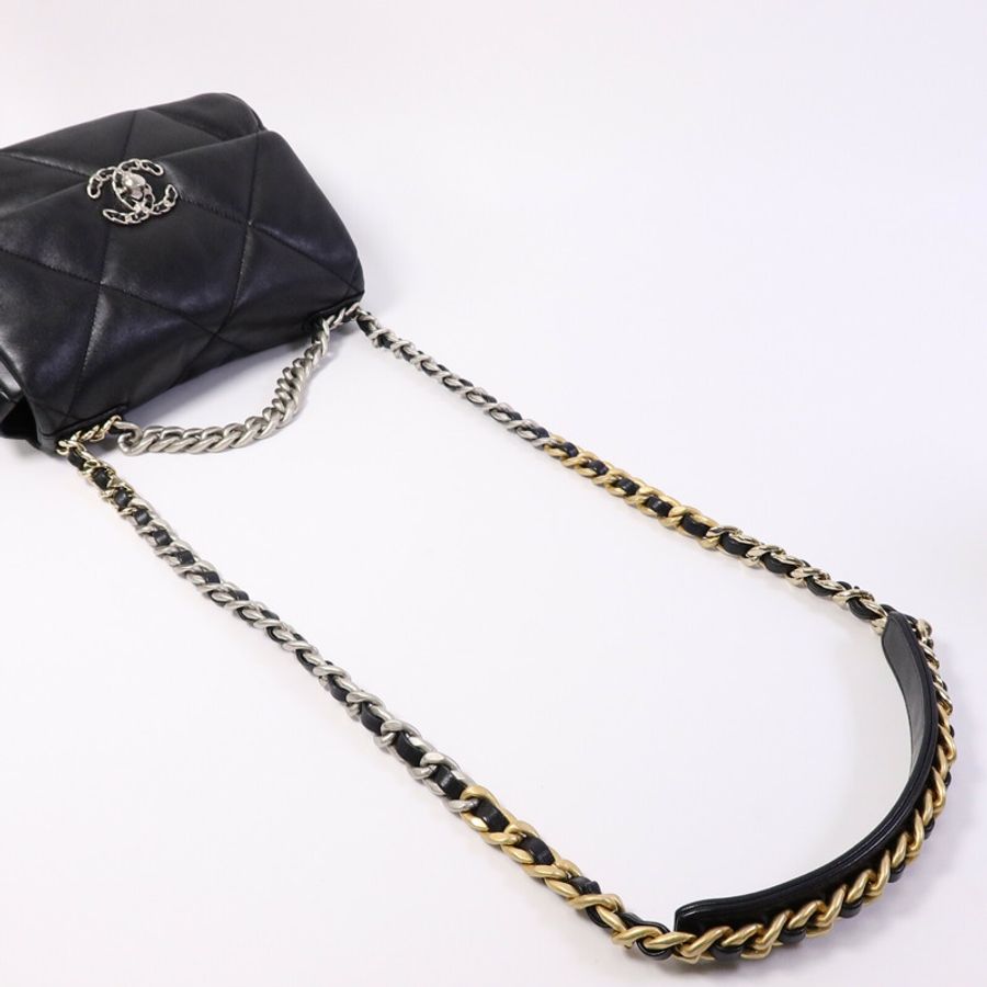CHANEL 羊皮皮革Chanel 19 Small鏈帶手挽肩背兩用袋-8