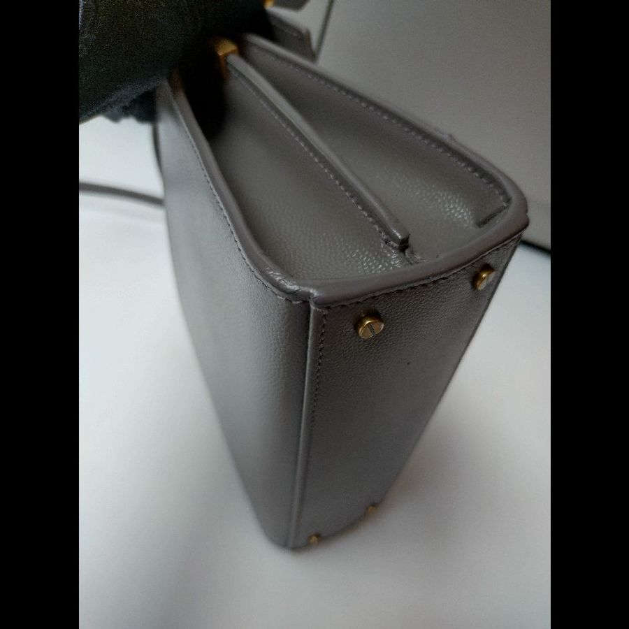 YSL 金釦灰皮口蓋兩用包-8