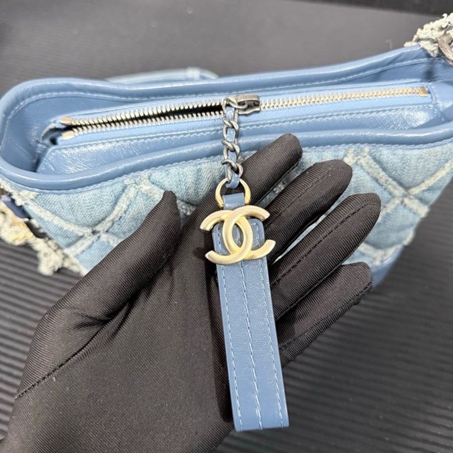 Chanel/香奈兒 20P 藍色 牛仔丹寧 流浪 小號單肩包斜挎包 附件:保卡-7