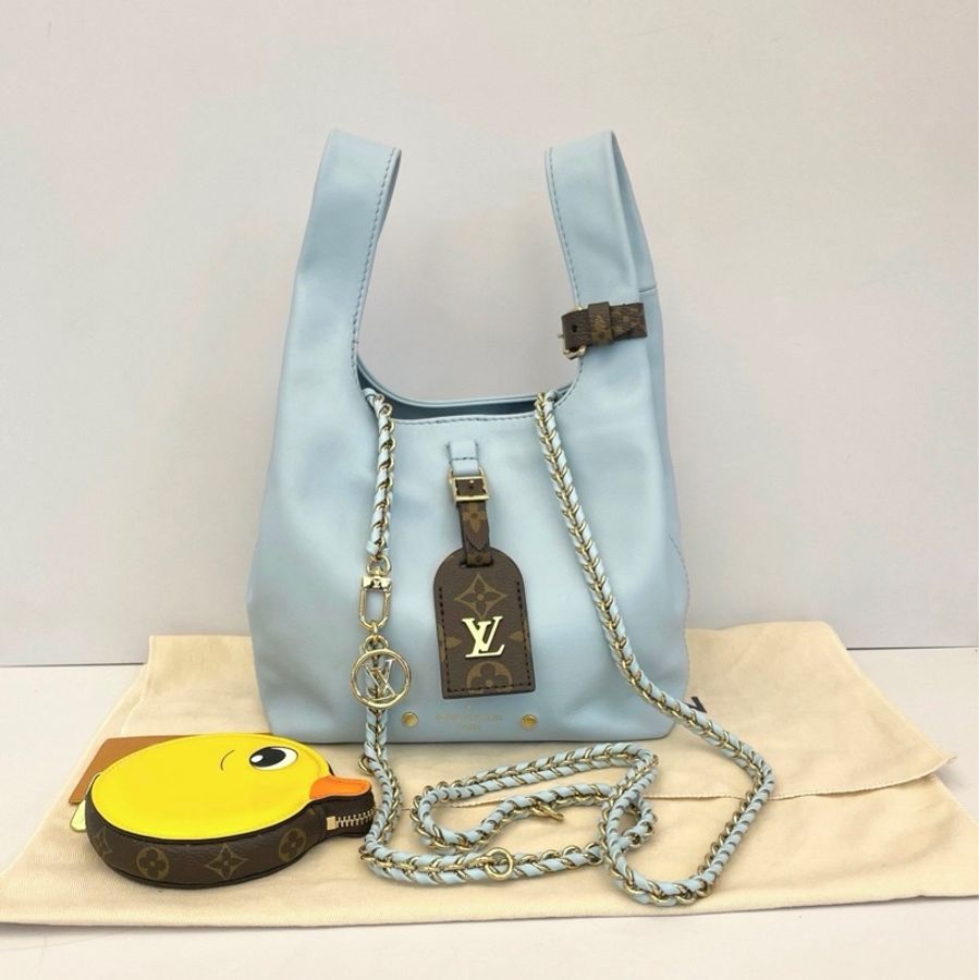 LV路易威登 Sun Yitian聯名Atlantis BB 小黃鴨 baby藍色菜籃子包 手提包斜挎包 芯片款-0