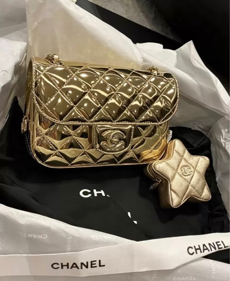 CHANEL 24c金色星星斜挎包 自带星星零钱包 超级嗲 晶片款-0