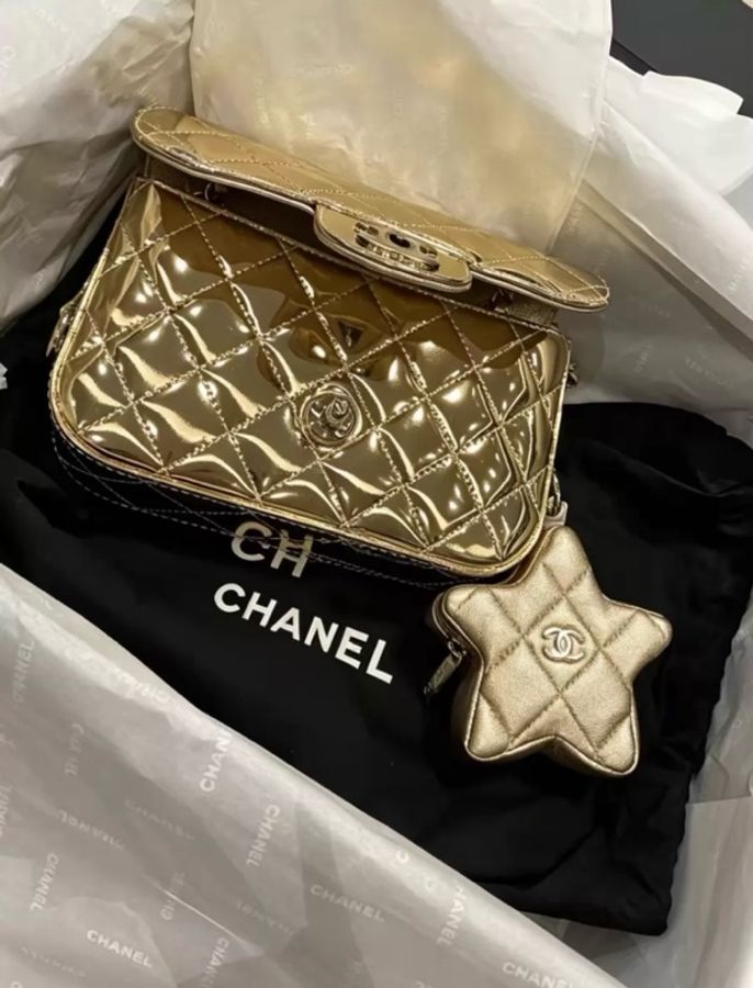 CHANEL 24c金色星星斜挎包 自带星星零钱包 超级嗲 晶片款-1