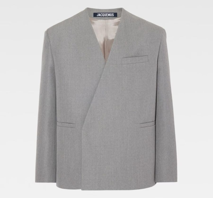 Jacquemus grey wool collarless blazer 46 西裝外套-0