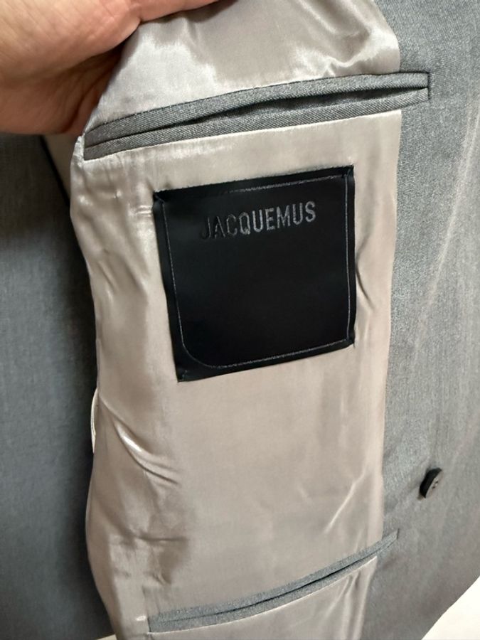 Jacquemus grey wool collarless blazer 46 西裝外套-4