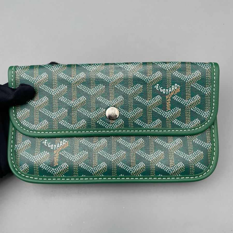 goyard 戈雅double雙層手提包托特包子母包 綠色 銀扣 尺寸:33*27*21cm-8