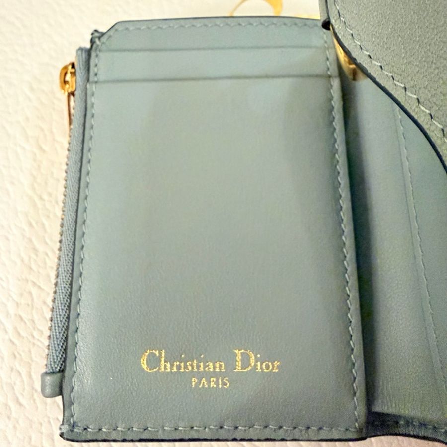 Dior 山羊皮 Saddle Lotus 錢包 (雲藍色)-5