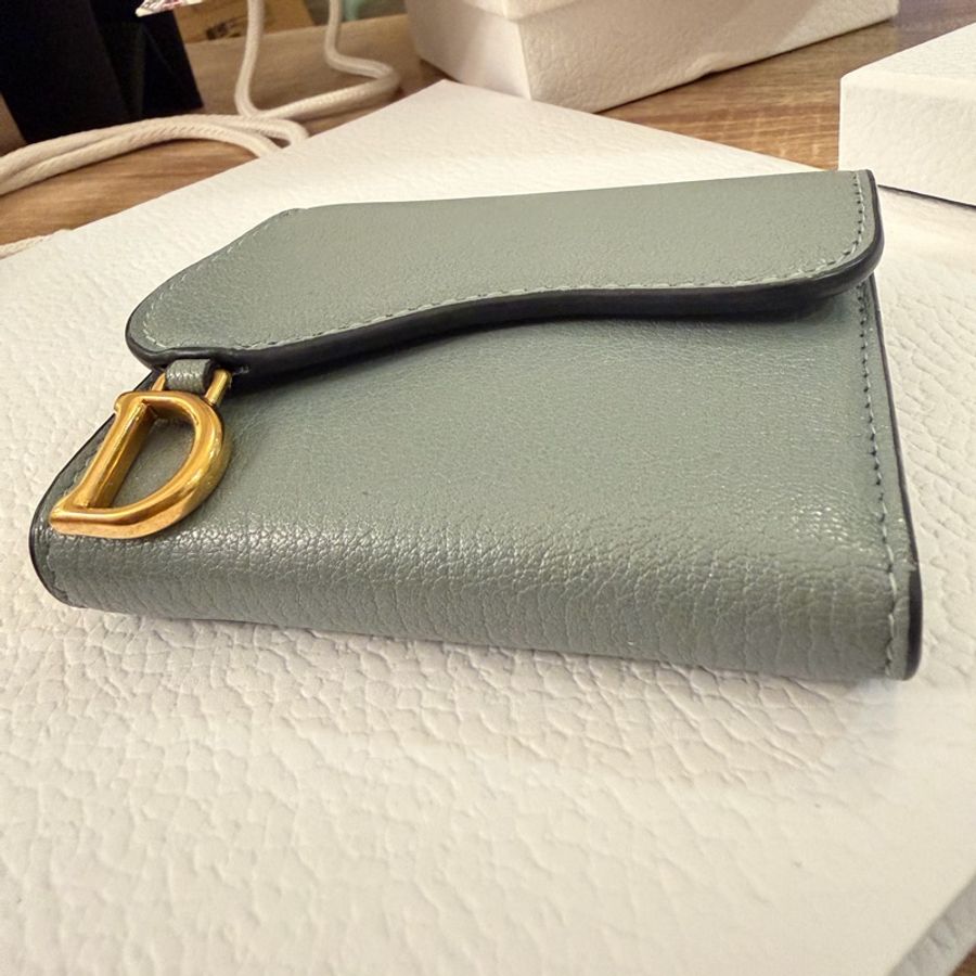 Dior 山羊皮 Saddle Lotus 錢包 (雲藍色)-15