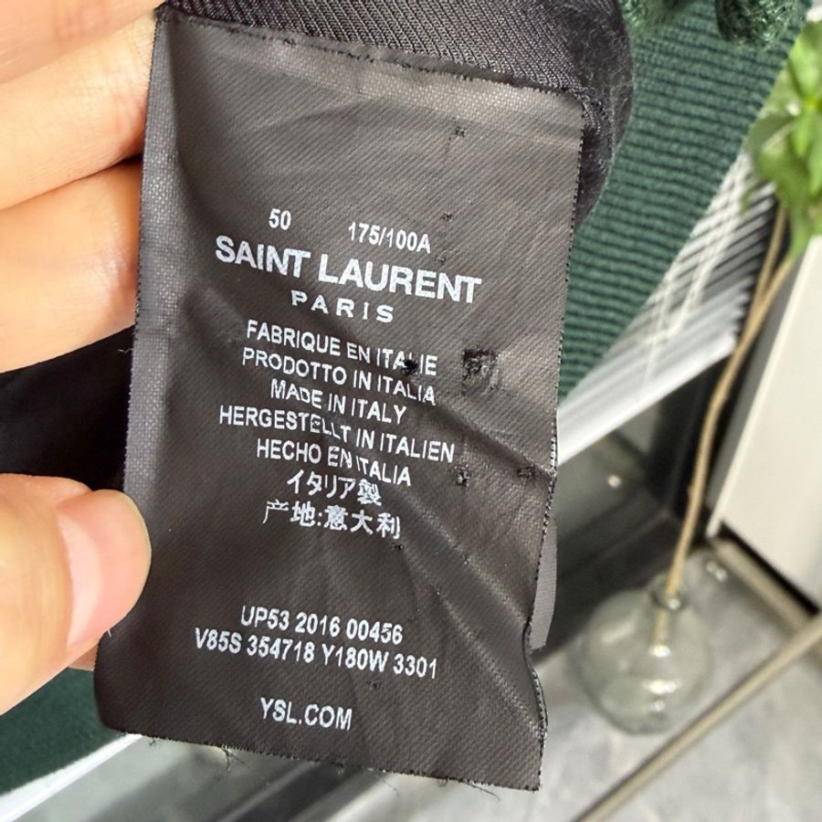 Saint Laurant 聖羅蘭 slp 棒球夾克 外套 50碼 拼皮 綠色-3