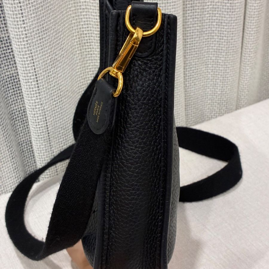 全新全配🖤#愛馬仕#黑金mini evelyne#U刻#2024購證-8