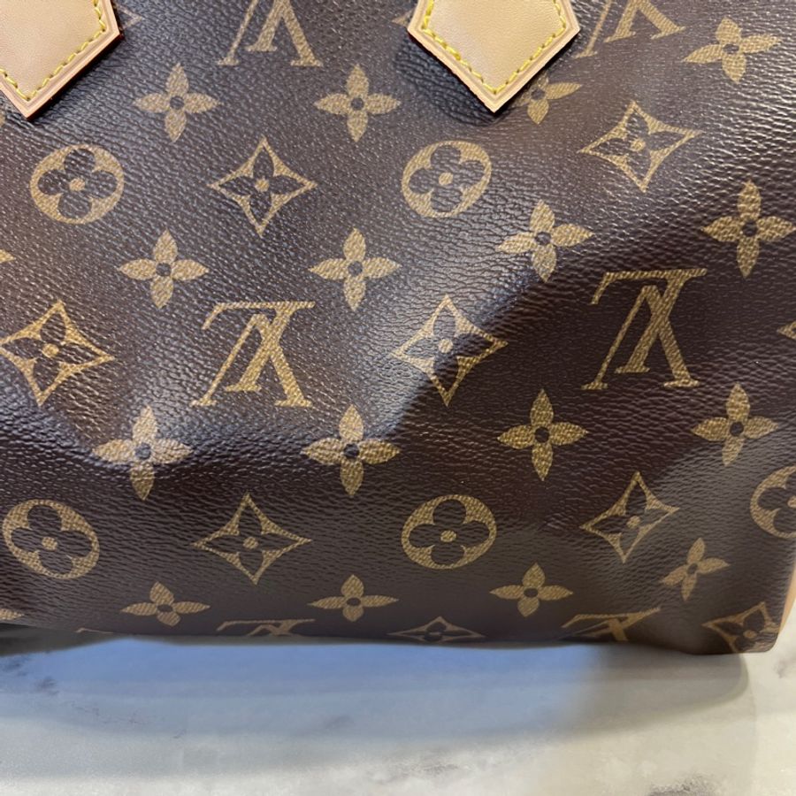LV 原花金釦Speedy Bandouliere25 手提肩斜背包-20