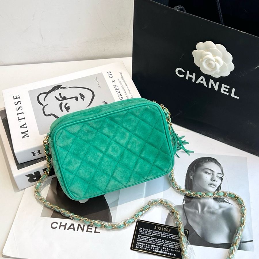 CHANEL香奈兒 稀有綠色麂皮 鏈條包 1開-1