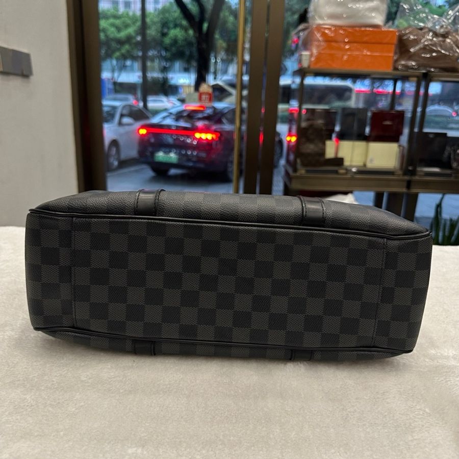 LOUIS VUITTON Damier Graphite 可拆卸肩帶棋盤格印花 帆布 手提單肩斜挎-2