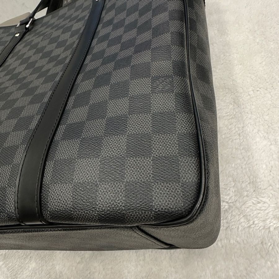 LOUIS VUITTON Damier Graphite 可拆卸肩帶棋盤格印花 帆布 手提單肩斜挎-3