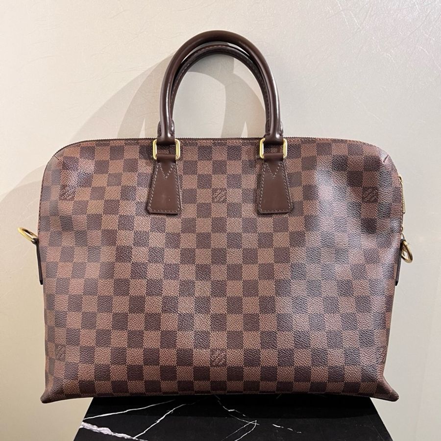 Louis Vuitton 路易威登 Prote Documents Jour棕色棋盤格公文包男士手提包-0