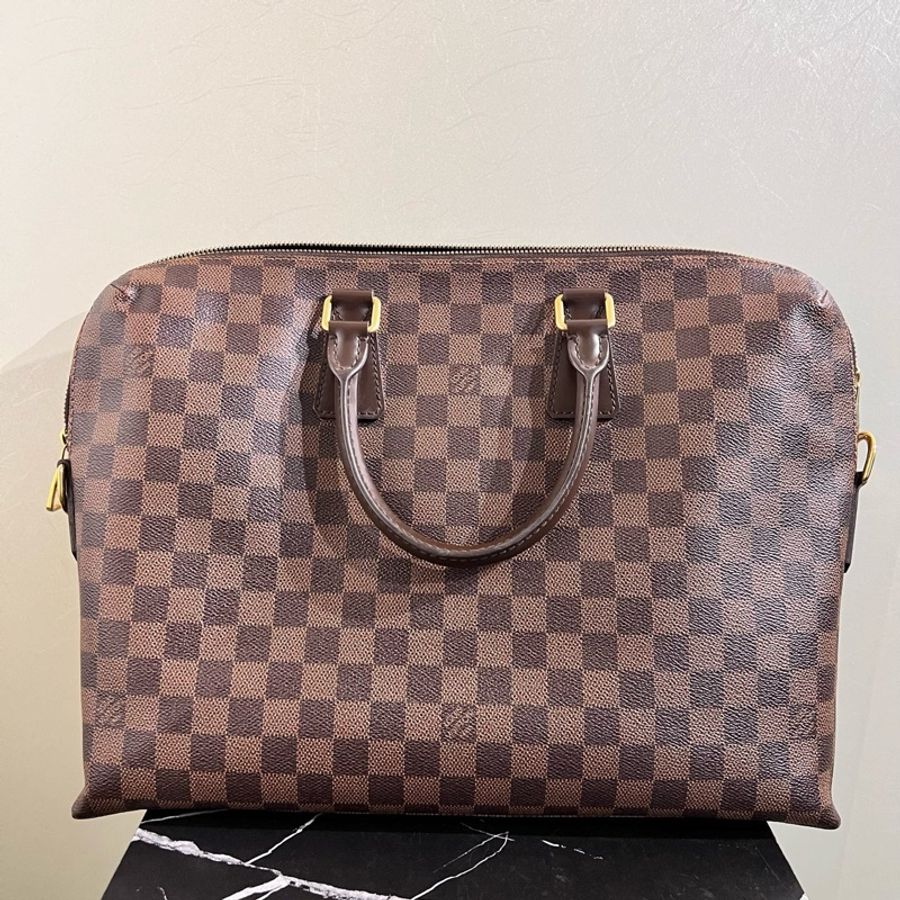 Louis Vuitton 路易威登 Prote Documents Jour棕色棋盤格公文包男士手提包-1