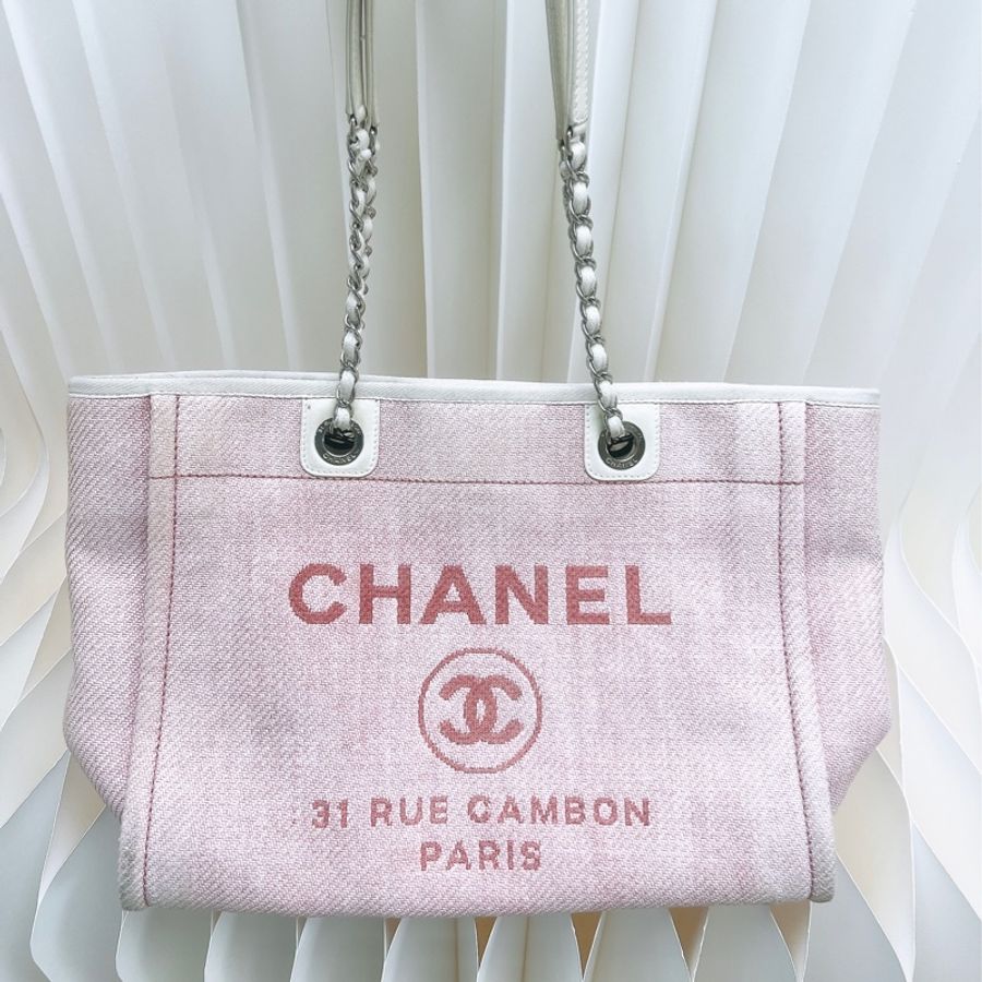 Chanel deauville 小號淺粉色沙灘包-0