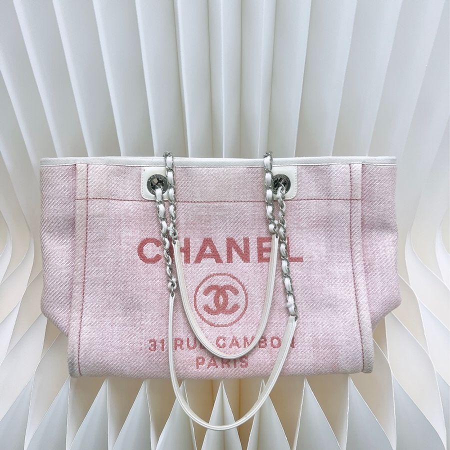 Chanel deauville 小號淺粉色沙灘包-1