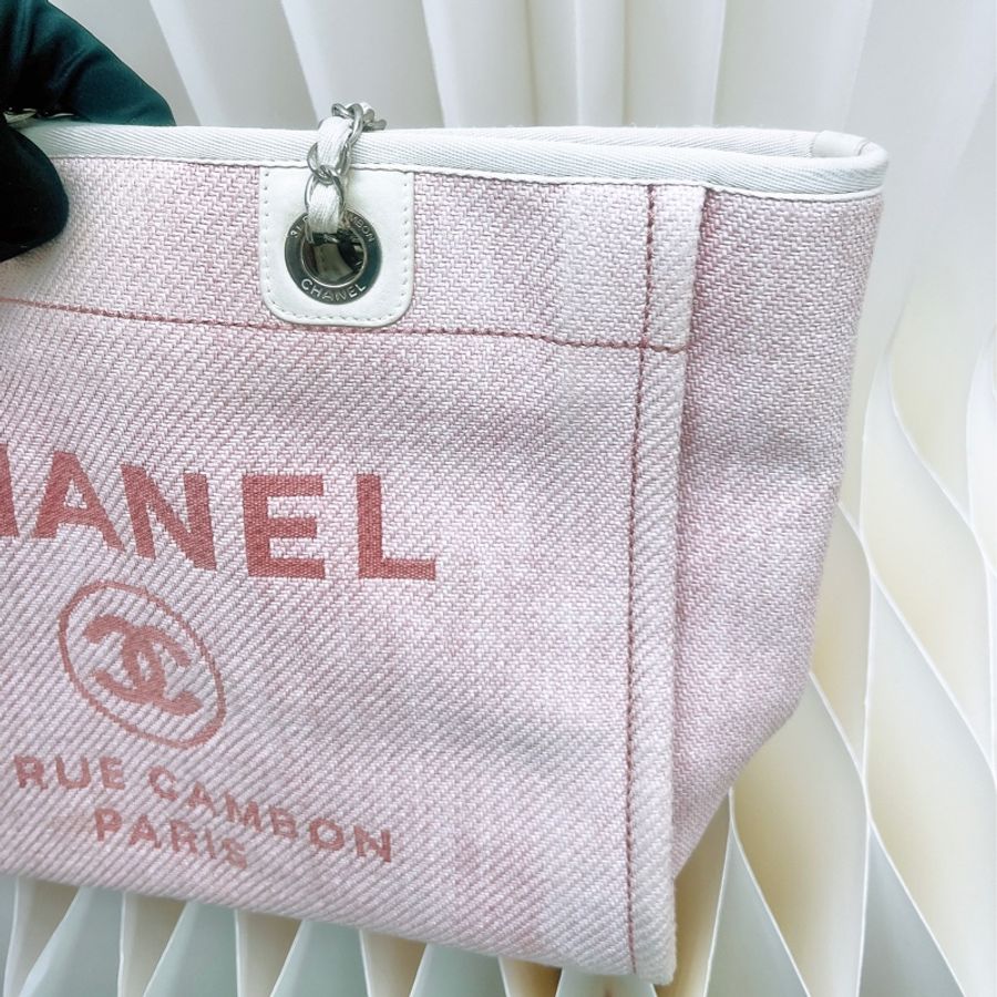 Chanel deauville 小號淺粉色沙灘包-3