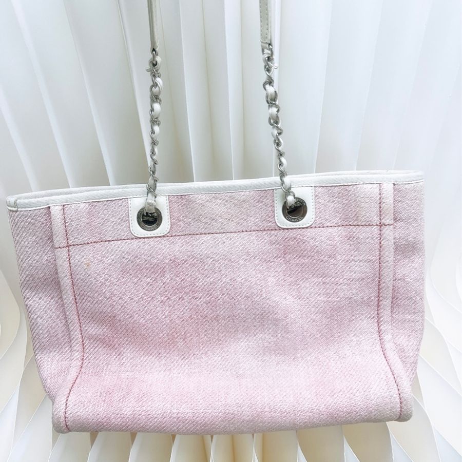 Chanel deauville 小號淺粉色沙灘包-8