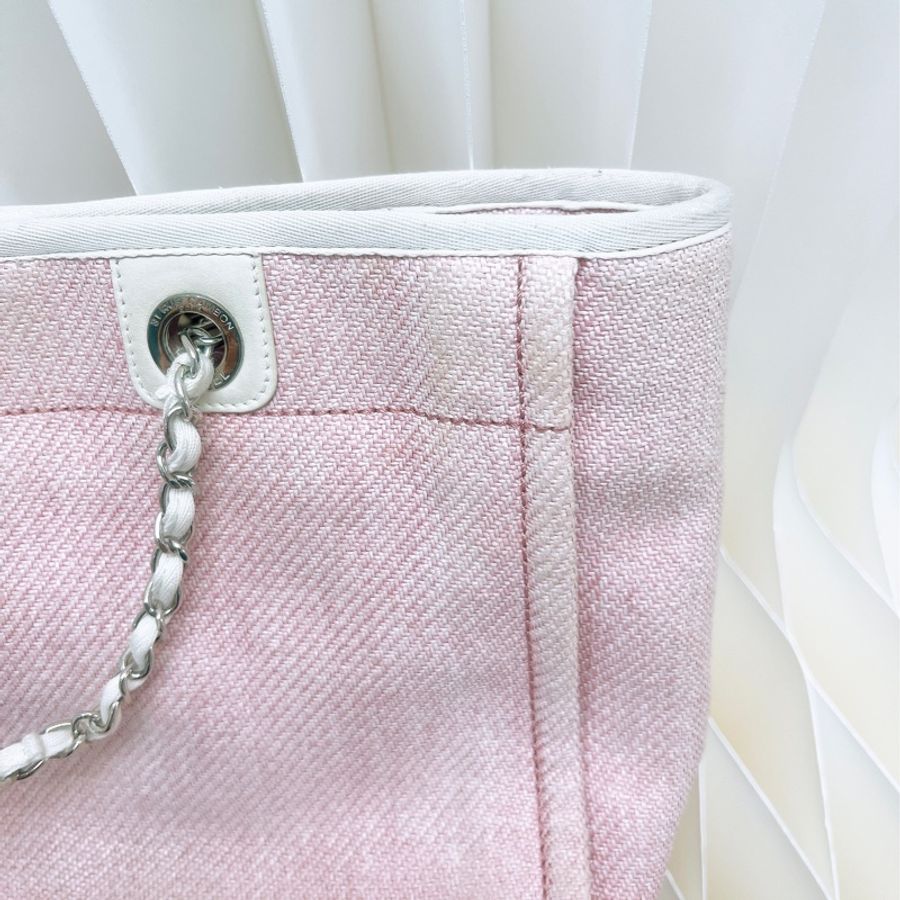 Chanel deauville 小號淺粉色沙灘包-9