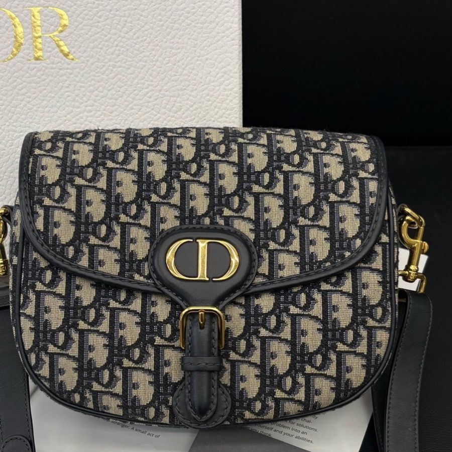 Dior 迪奥 藍花中號BOBBY馬鞍斜挎-5