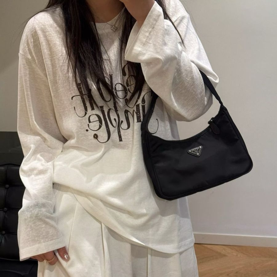 普拉達 Prada Hobo 2000 黑色尼龍腋下包-0