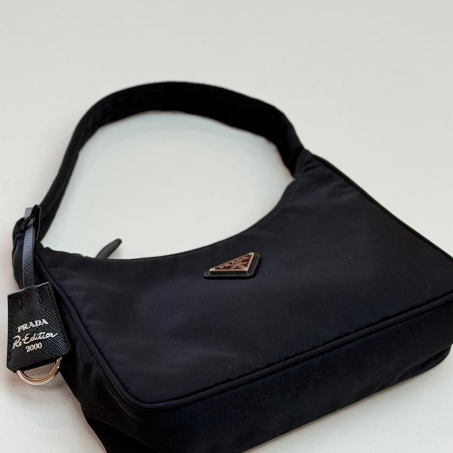 普拉達 Prada Hobo 2000 黑色尼龍腋下包-5