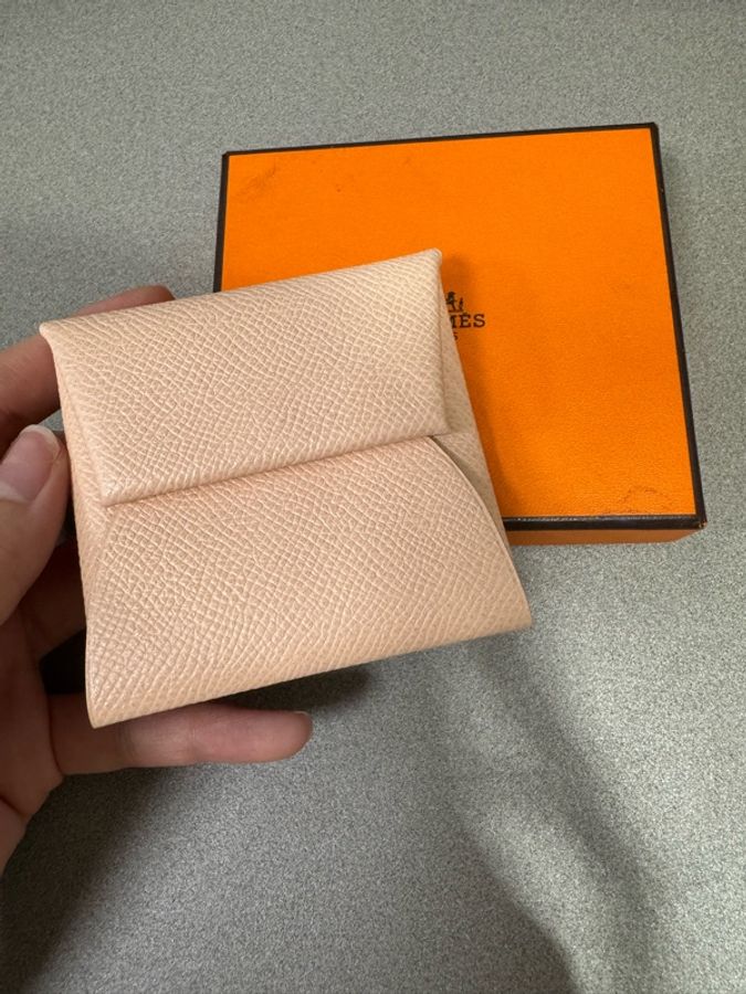 自用超值 Hermès Bastia 零錢包|淡粉色 Epsom 皮革|二手附盒-0
