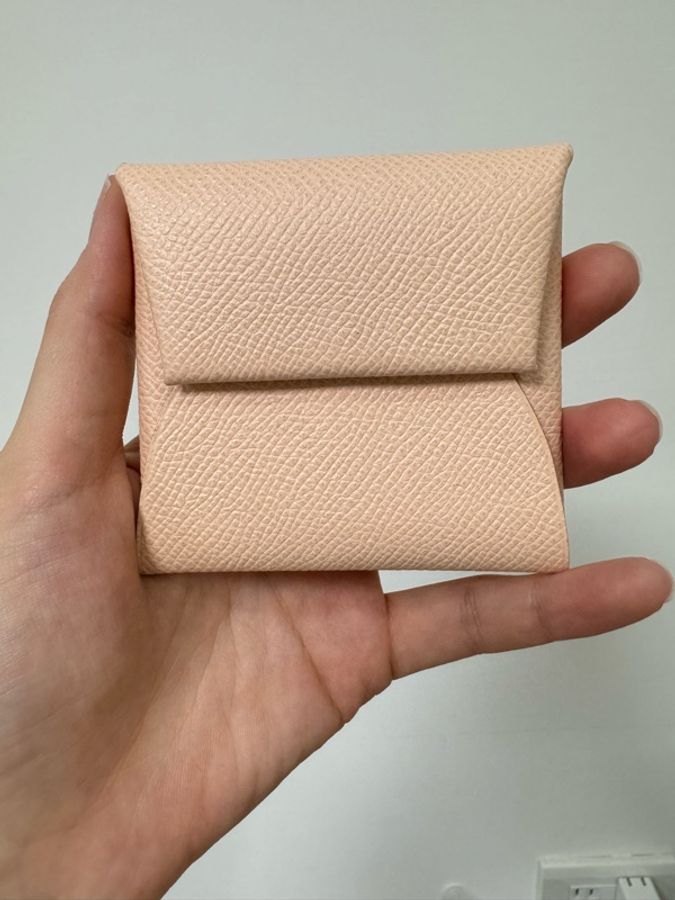 自用超值 Hermès Bastia 零錢包|淡粉色 Epsom 皮革|二手附盒-1