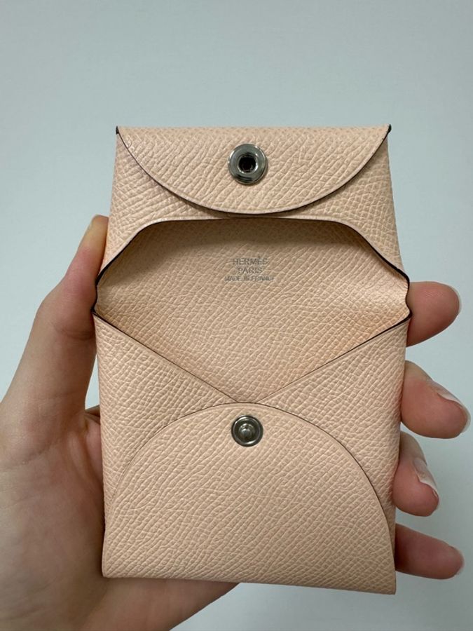 自用超值 Hermès Bastia 零錢包|淡粉色 Epsom 皮革|二手附盒-2